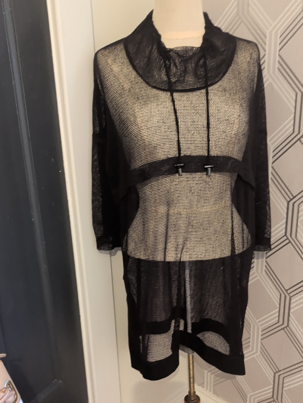 Joseph Ribkoff Black Sheer Knit Tunic